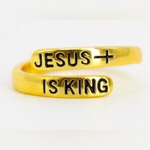 NWT Jesus Is King Gold Plated Adjustable Ring